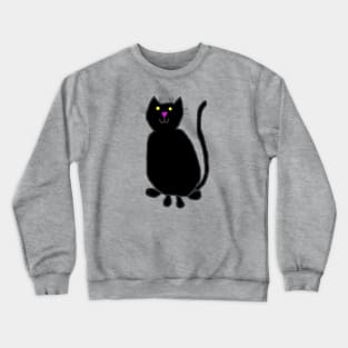 Black Cat with Whiskers Crewneck Sweatshirt